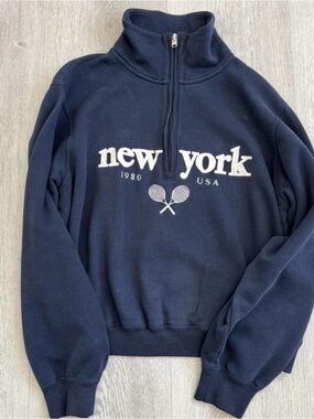 Hollister Blue Navy Half-Zip Sweatshirt with Logo size XS